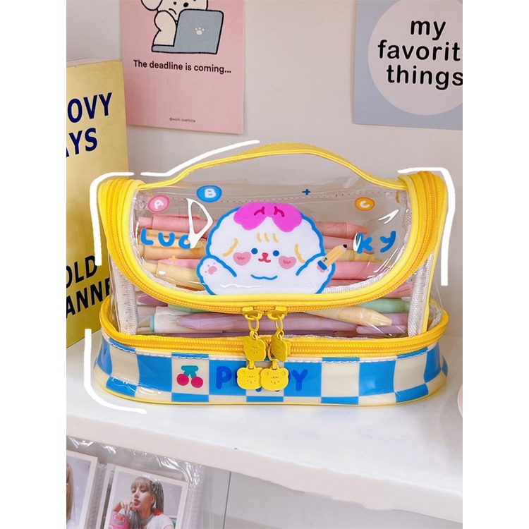 Túi Đựng Bút Trong Suốt Sức Chứa Lớn Thiết Kế Đơn Giản Cho Học Sinh Tiểu Học