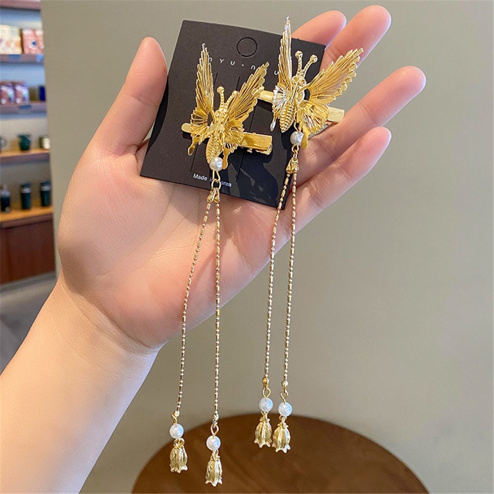 1 Kẹp Tóc Hình Chuồn Chuồn Đính Tua Rua Thời Trang