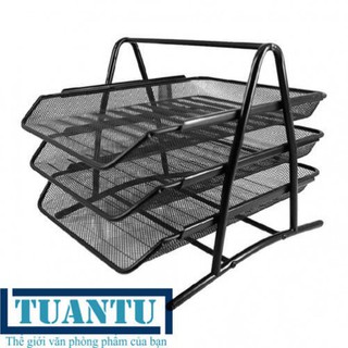Kệ sắt đựng tài liệu không gỉ sét - Khay kim loại đựng hồ sơ 3 tầng chắc chắn, siêu bền - Kệ inox đựng hồ sơ văn phòng