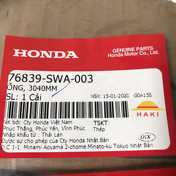 Ống nước rửa kính chính hãng Honda City/ Honda Civic/ Honda CRV/ Honda Jazz...76839-SWA-003