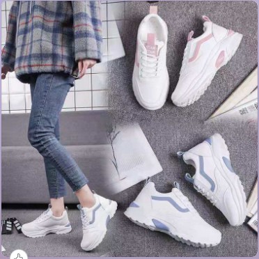 Mẫu Giày nữ đẹp giày sneaker nữ fine chất đẹp (trắng viền hồng, viền xanh)