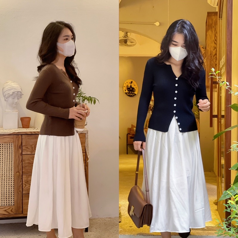 Áo khoác len/ Cardigan len siêu mềm Freesize- 3 màu Đen| Nâu| Trắng - A005-LAmuse Studio