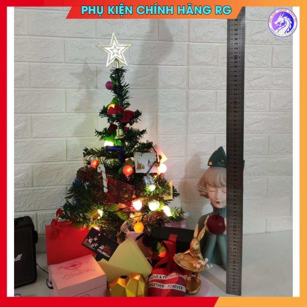 Cây thông noel mini 60cm để bàn tặng bộ phụ kiện trang trí trưng bày phòng khách phòng ngủ làm quà tặng ý nghĩa