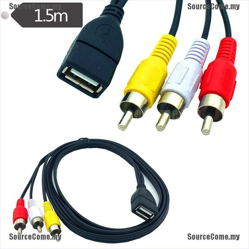 Cáp Chuyển Đổi 5fet / 1.5m Usb 2.0 Female Sang 3 Rca Male Video A / V