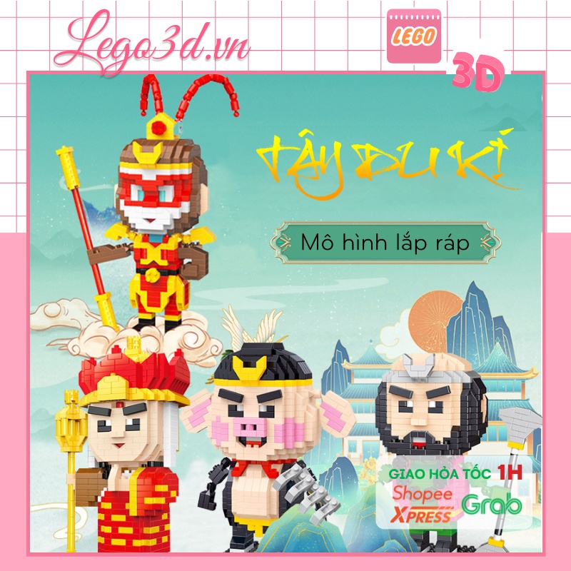 Mô hình Lego Tây Du Kí, BST 4 thầy trò Đường Tăng,Tôn Ngộ Không lắp ráp decor sáng tạo cho bé - LEGO3D.VN