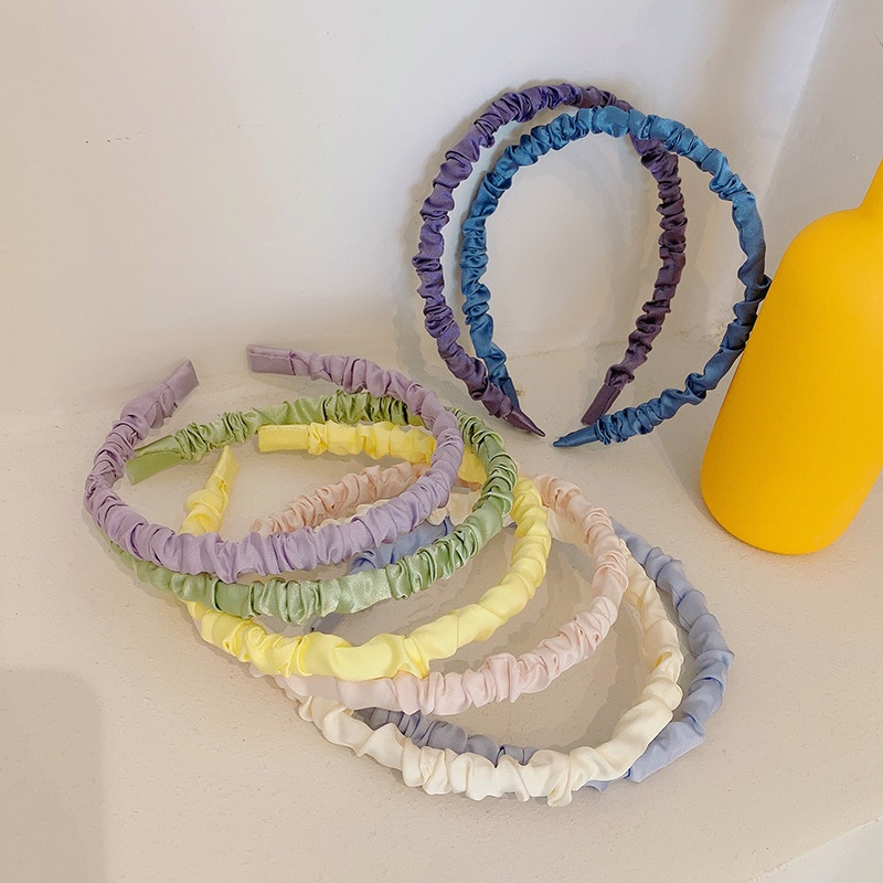 Băng Đô Cài Tóc Vải Satin Màu Tím Phong Cách Hàn Quốc Đơn Giản Dành Cho Nữ