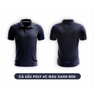 Áo thun nam - nữ màu xanh đen vải cá sấu poly cổ dệt bo cao cấp