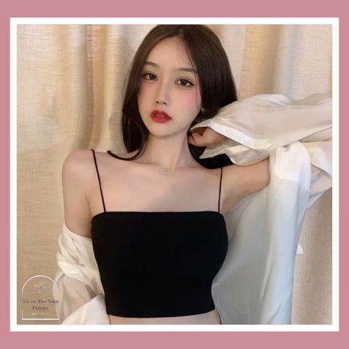 Áo 2 dây Croptop chất liệu cotton Đen-Trắng  xịn Freesize từ 38 đến 58kg phối đồ siêu chất