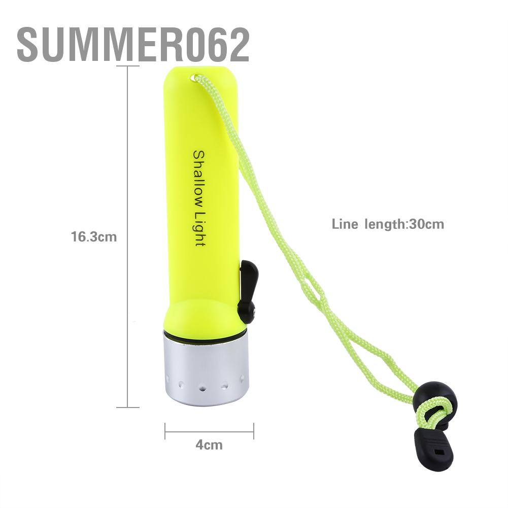 [Hàng Sẵn] Đèn pin lặn chống thấm nước LED 180LM huỳnh quang màu xanh lá cây dưới có dây đeo tay【Summer062】