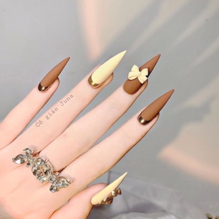 Móng úp, móng giả, nailbox thiết kế đính nơ sang chảnh