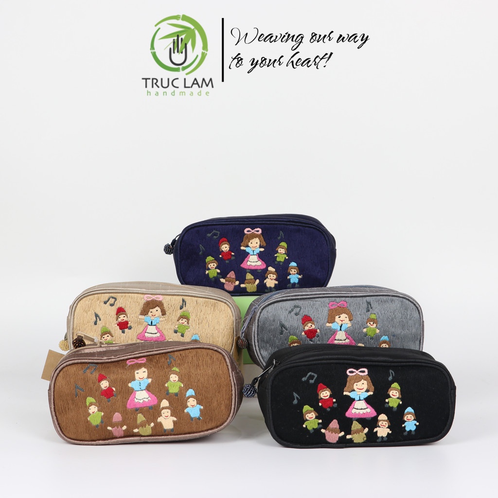 Túi Đựng Bút Vải Tafta Họa Tiết Thêu Tay Nhiều Màu Sắc – Trúc Lâm Handmade