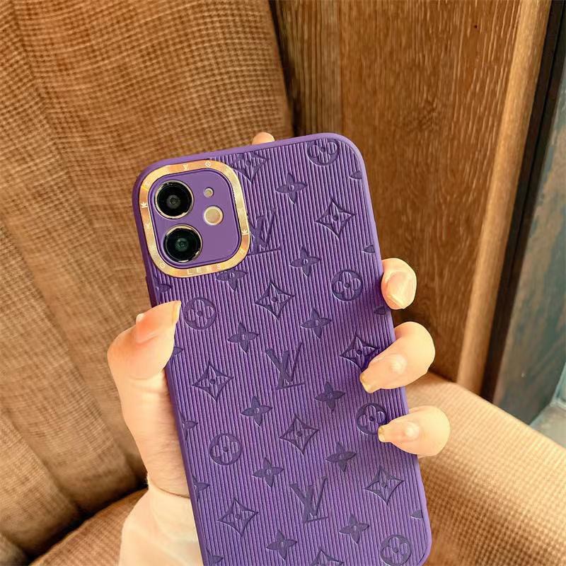 Ốp điện thoại in logo LV màu tím cho iphone 13 Pro Max i13 13pro 11 Pro Max i11 i7 i8 SE 7plus 8plus iX XS XR Xs MAX 12 12Pro 12 Pro Max
