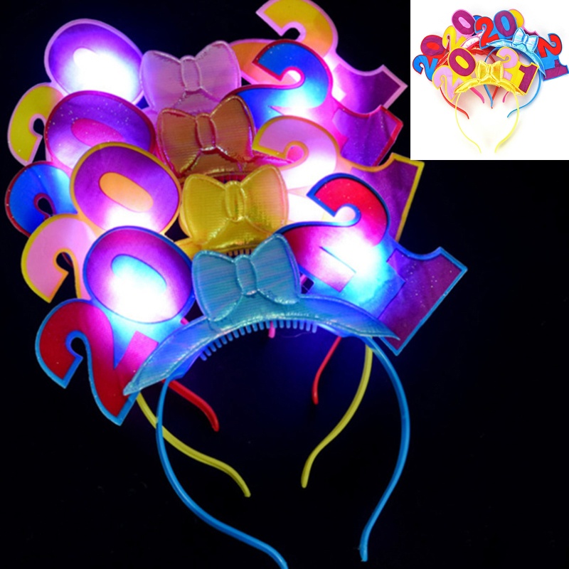 Băng Đô Hình Nơ Có Đèn LED Phát Sáng Mừng Năm Mới 2021