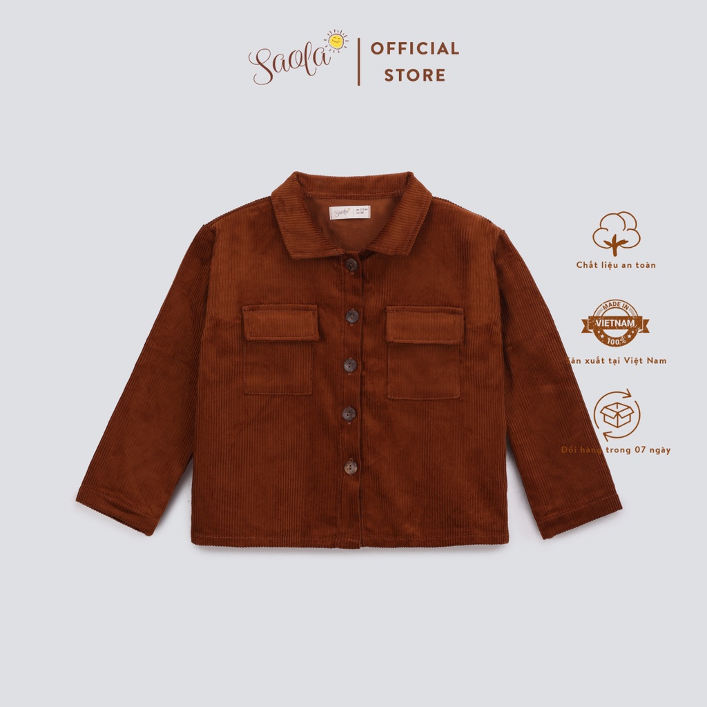Áo Khoác Nhung Tăm Dáng Rộng Phong Cách Hàn Quốc Cho Bé - PIQUE COAT - CDC001 - SAOLA CLOTHING