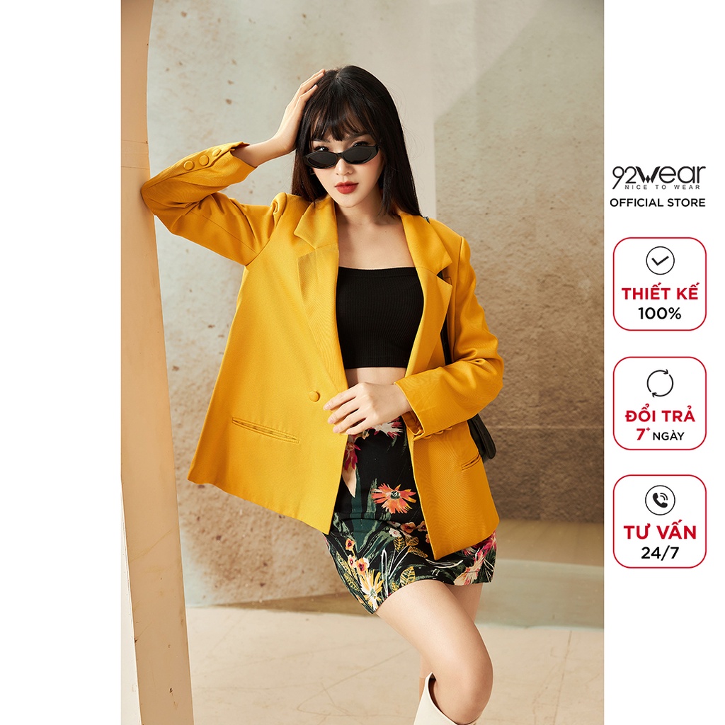 Áo vest nữ dài tay khuy bọc 92WEAR, phong cách Hàn Quốc trẻ trung, hiện đại VDW1171 | BigBuy360 - bigbuy360.vn