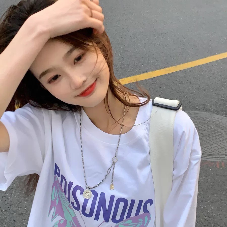 Áo thun ZHELIHANGFEI cotton tay ngắn quá cỡ in họa tiết thời trang độc đáo chất lượng cao dành cho nữ