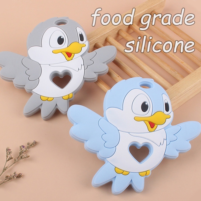Đồ Chơi Ngậm Cắn Hình Chú Chim Hoạt Hình Bằng Silicon Dễ Thương Tiện Dụng Cho Bé