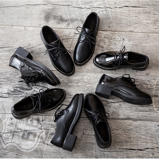 Giày oxford ulzzang nữ trơn đế cao 4cm Vintage