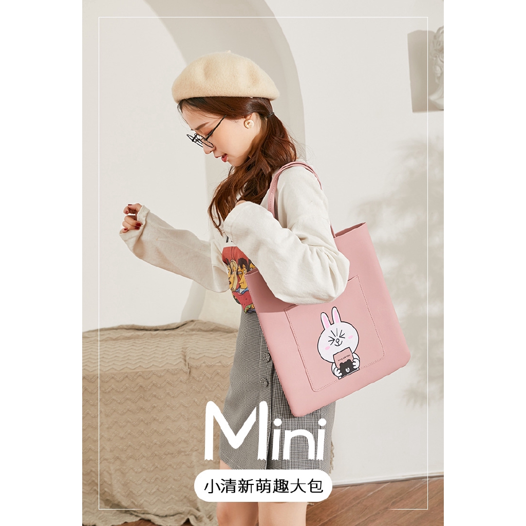 ☞ high quality fashionable women's handbag, single shoulder bag, Korean shopping bag, cartoon printing bag, street Baita middle bag, women Tote Bag