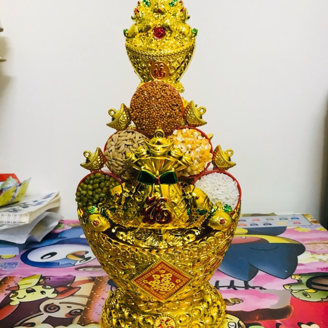 Tháp đậu ngũ cốc mẫu thỏi vàng lớn cao 20cm(không tỏi)