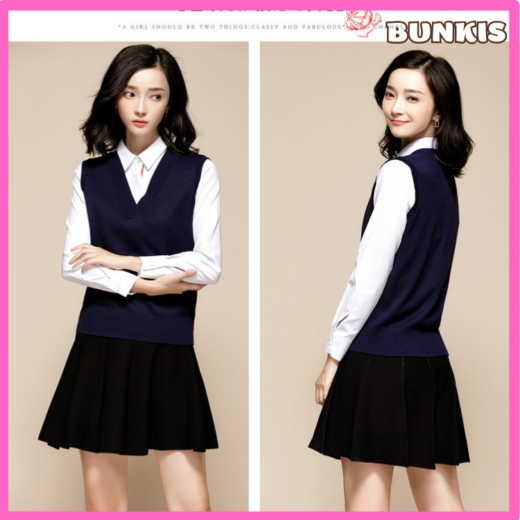 Áo len Gile nữ cổ tim, siêu ấm áp phong cách thời trang thu đông dành cho nữ