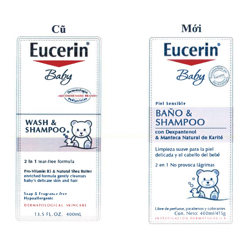 [TEM CTY] Sữa tắm Eucerin Baby Bano &amp; Shampoo 400mL -  tắm và gội 2 in 1 dành cho bé