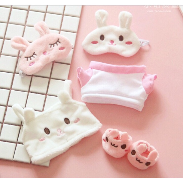 [20-22cm] Set outfit 4 món cho Doll - Yếm cho Doll - Tất cho Doll - Bịt mắt cho Doll - Đồ ngủ cho doll