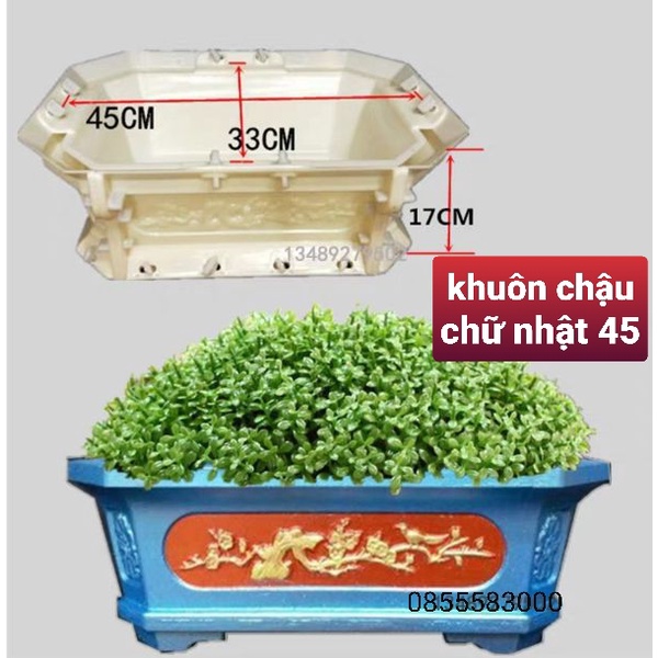 khuôn đúc chậu cảnh chữ nhật 45 (khuôn chậu ABS có lòng trong)