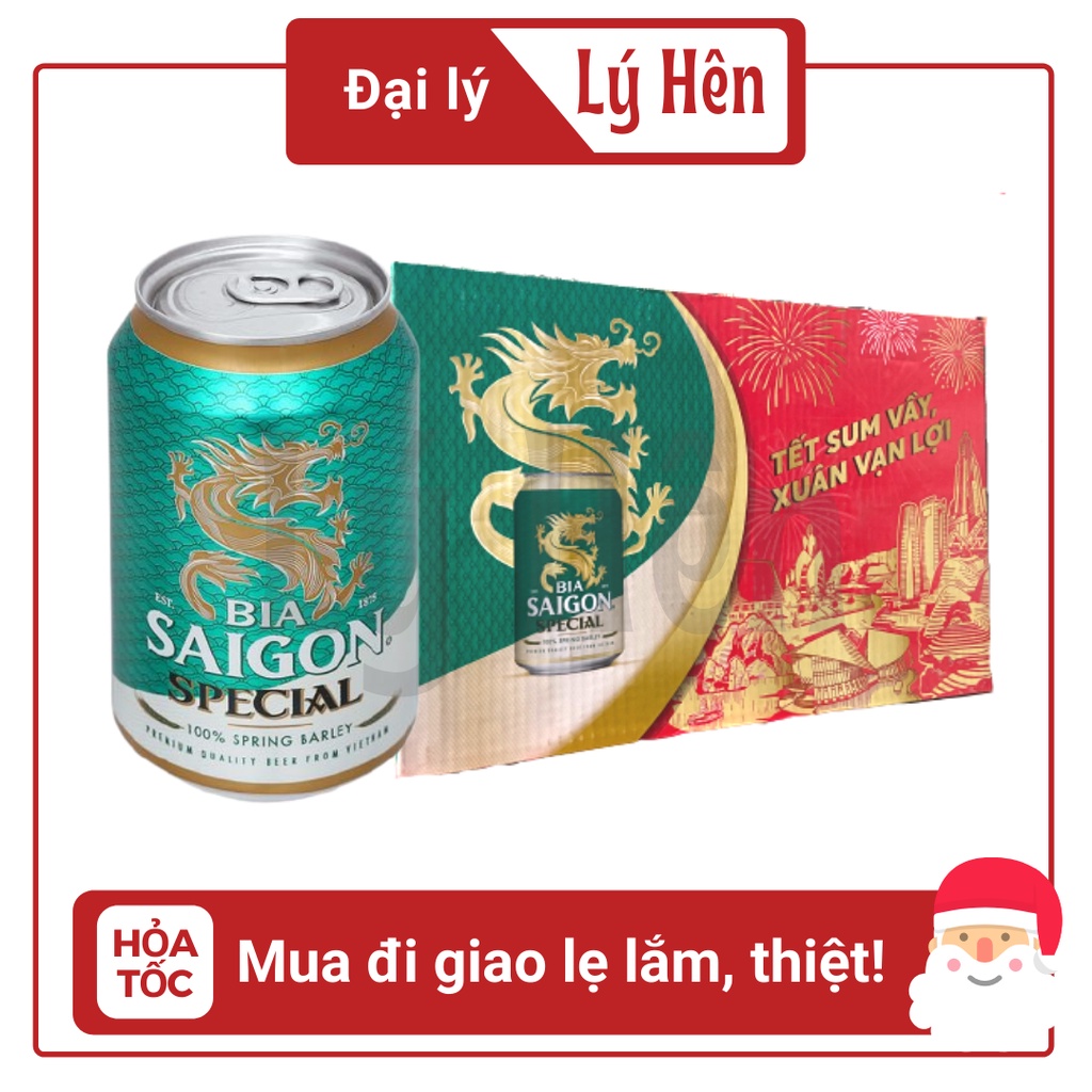 Thùng 24 Lon Bia Saigon Special Bao Bì Xuân Tết - Sài Gòi Special 330ml/Lon Date Luôn Mới