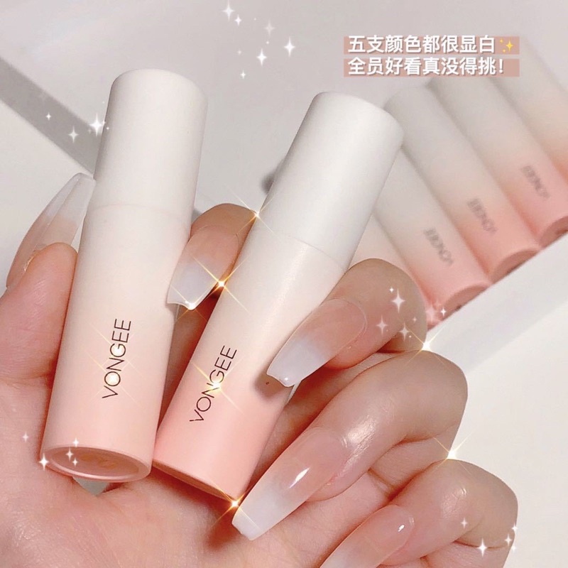 Lọ 5 cây son kem Vongee hồng dâu tây 2021 | BigBuy360 - bigbuy360.vn