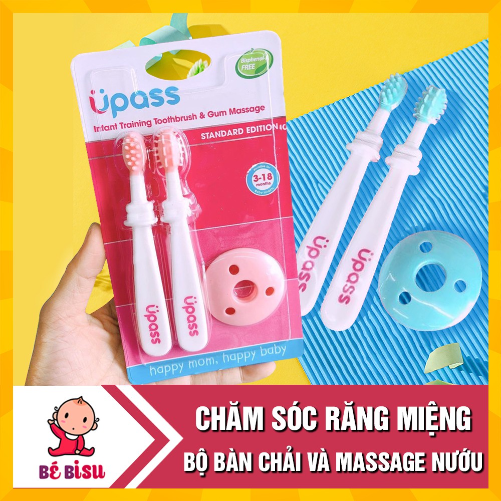 Bộ bàn chải và mát xa nướu mềm tập đánh răng UPASS - Thái Lan an toàn cho bé