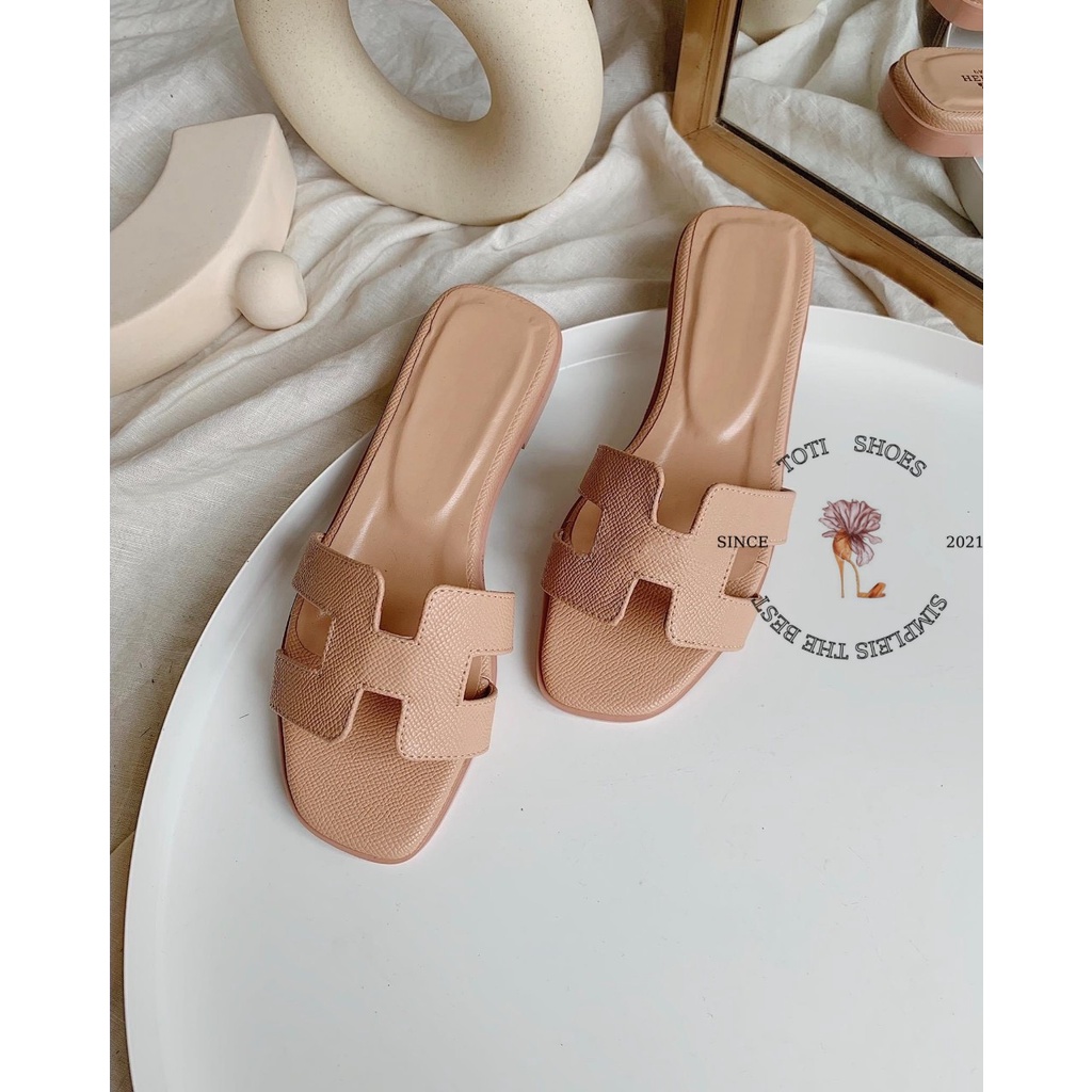 DÉP NỮ TOTIIE SHOES - DÉP THỜI TRANG QUAI NGANG DA XỊN CAO CẤP CHỮ H ĐẾ BỆT D1906600