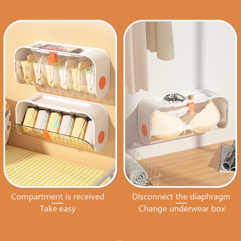 Hộp Đựng Đồ Lót / Vớ Trong Suốt Treo Tường Tiện Dụng Ốp gắn tường khay đựng tất vớ vải