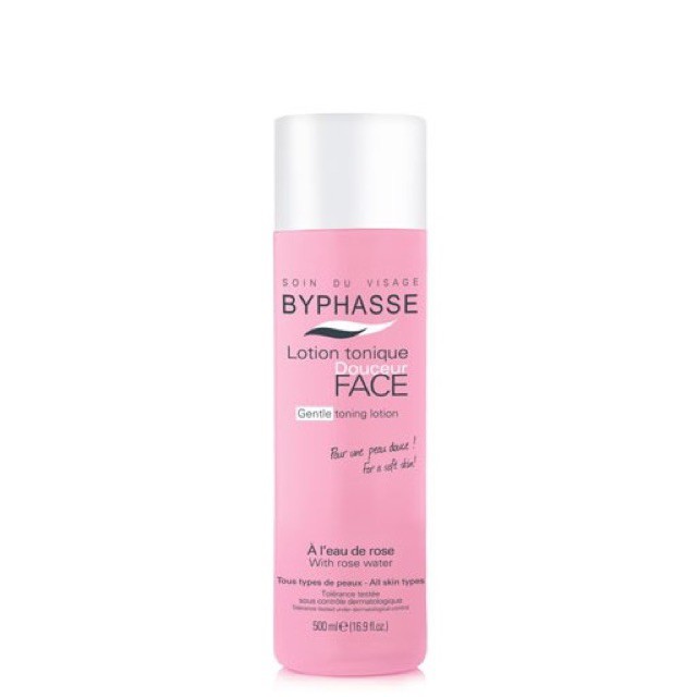 Nước Hoa Hồng Byphasse 500ml_Gentle toning lotion with rose water all skin types