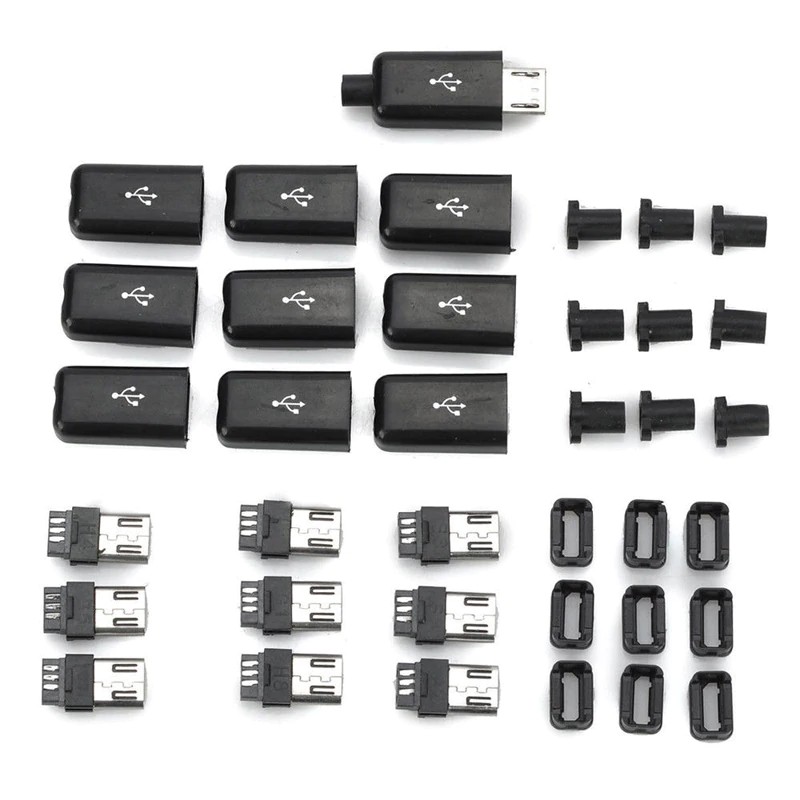 Set 10 Đầu Nối Micro USB DIY Kèm Vỏ Bọc
