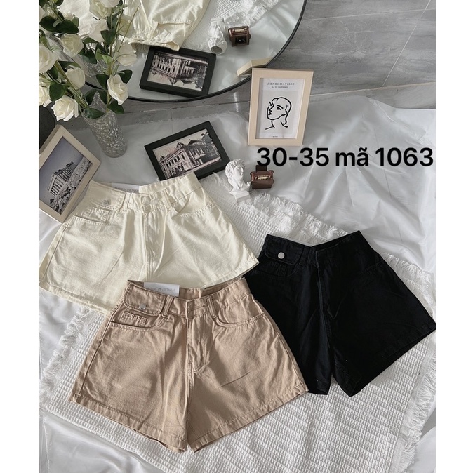 [ TCshopjean Bigsize 50-80kg] Quần Short Kaki Nữ Lưng Cao Ống Rộng Túi Nắp Kiểu 1 Bên 3 màu Ms 1063