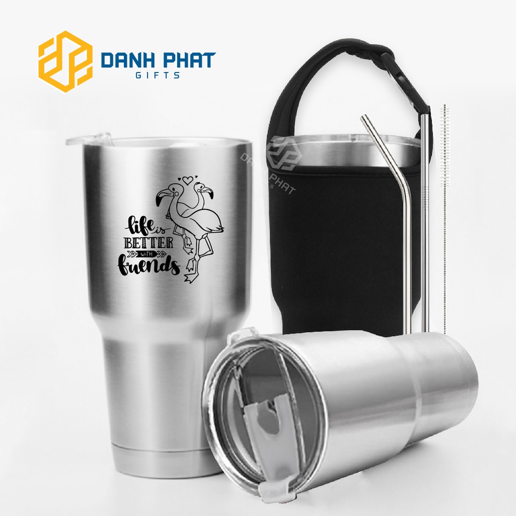 Ly Giữ Nhiệt 900ml inox 304 cốc giữ nhiệt nóng lạnh đến 8h tặng kèm ống hút cọ rửa và túi in khắc logo theo yêu cầu