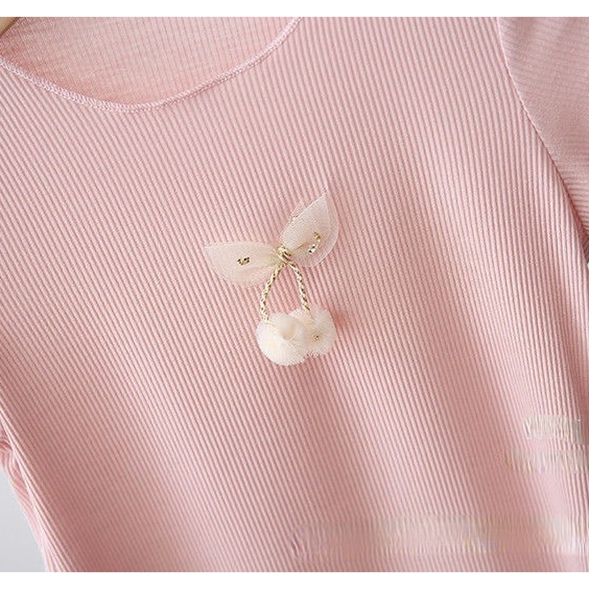 Áo Thun Công Chúa Mùa Hè Màu Trơn Thời Trang Hàn Quốc Cho Bé Gái 1-7 Tuổi