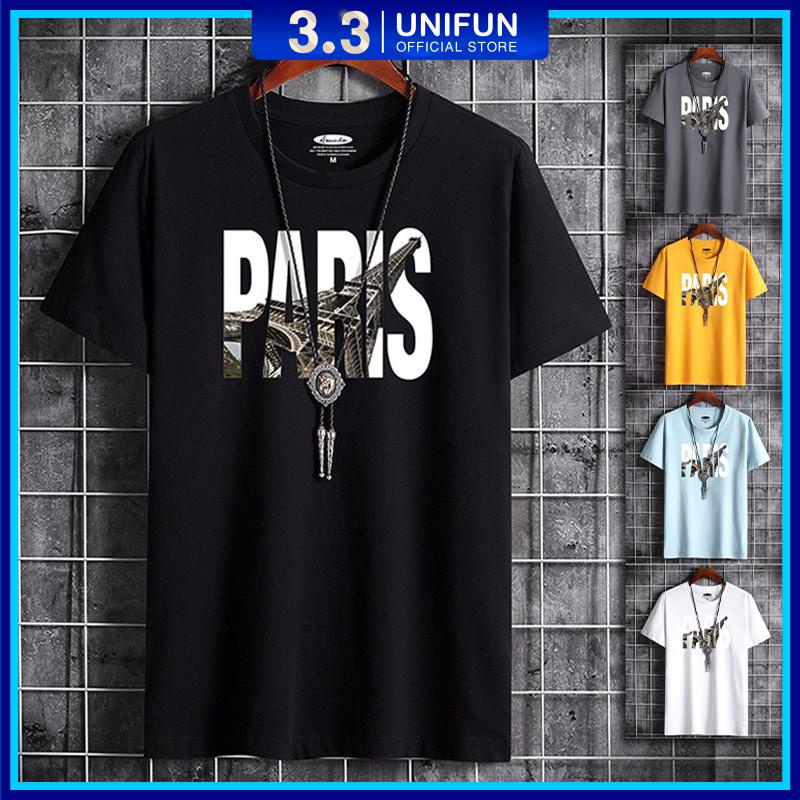 Áo thun nam thể thao UNIFUN Mã KC-U Áo tay lỡ nam họa tiết Paris ngắn tay thể thao đẹp mùa hè tập gym vải cotton