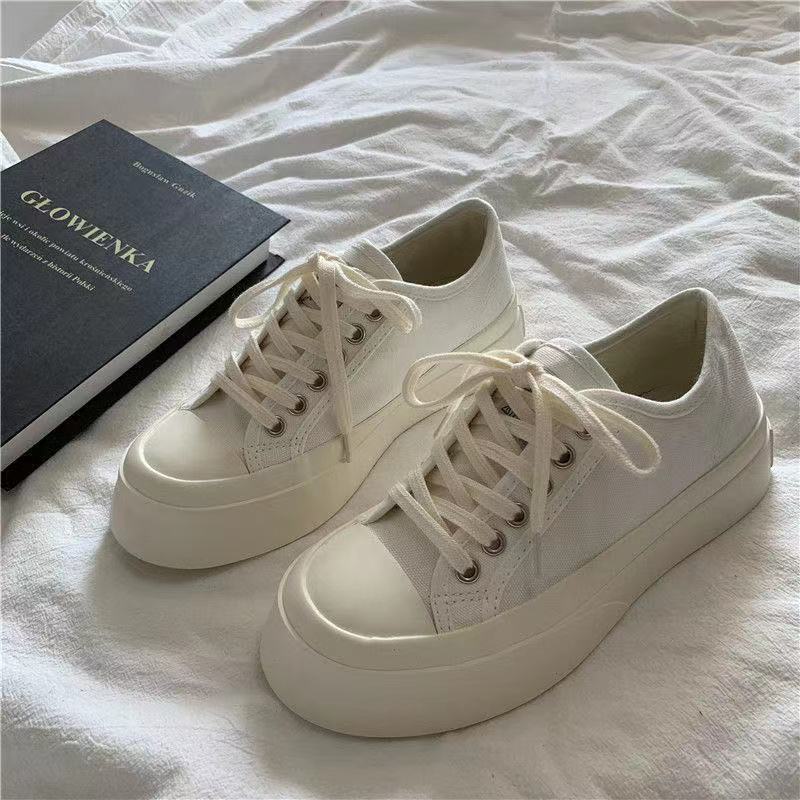 Giày Vải Canvas Đế Dày Cổ Thấp Mũi Tròn Phong Cách Nhật Bản Dễ Thương Thời Trang Cho Nữ TTH206