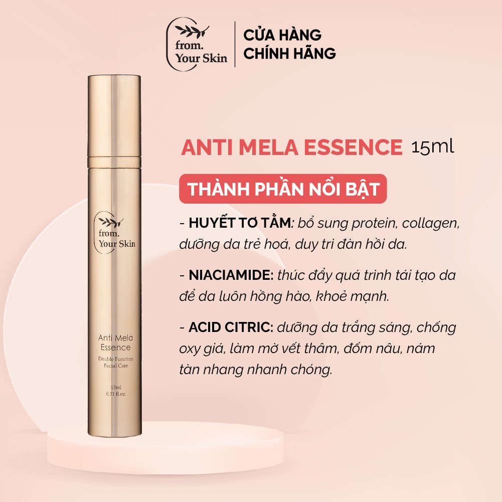 Bộ đôi Chăm sóc da lão hóa FROM YOUR SKIN Tinh Chất Serum Anti Mela Essence 15ml + Kem Super Mela Cream 50g