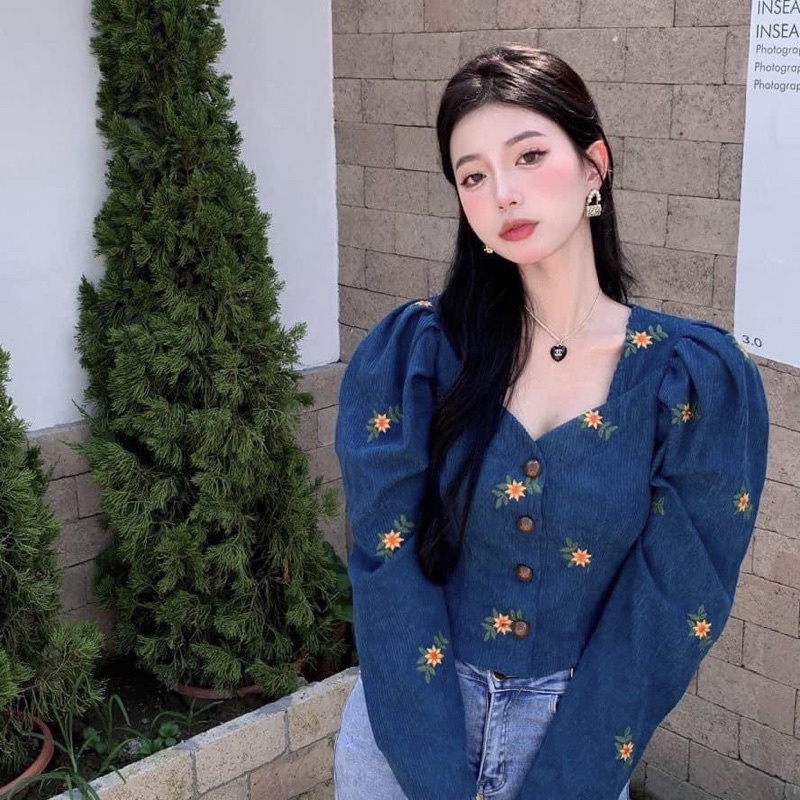 Áo Nhung điểm hoa