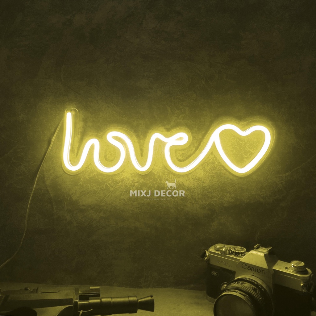 Đèn led Neon trang trí | Chữ led love trái tim | 15x35cm | Decor phòng ngủ| Đèn ngủ đèn bàn| Quà Tặng Cực Chất- Mixj
