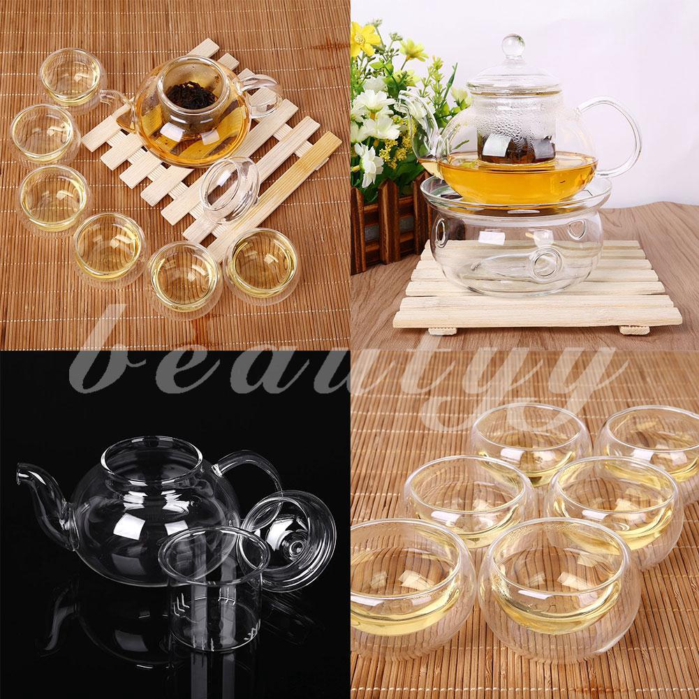 Bộ bình 800ml kèm 6 tách trà thủy tinh trong suốt tiện dụng