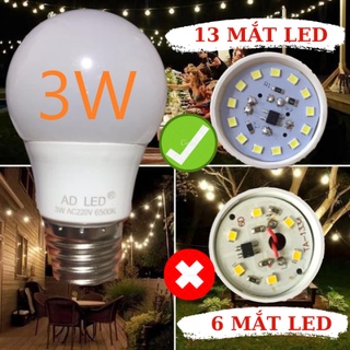 Bóng đèn 3w ánh sáng vàng, trắng loại xịn 13 mắt led