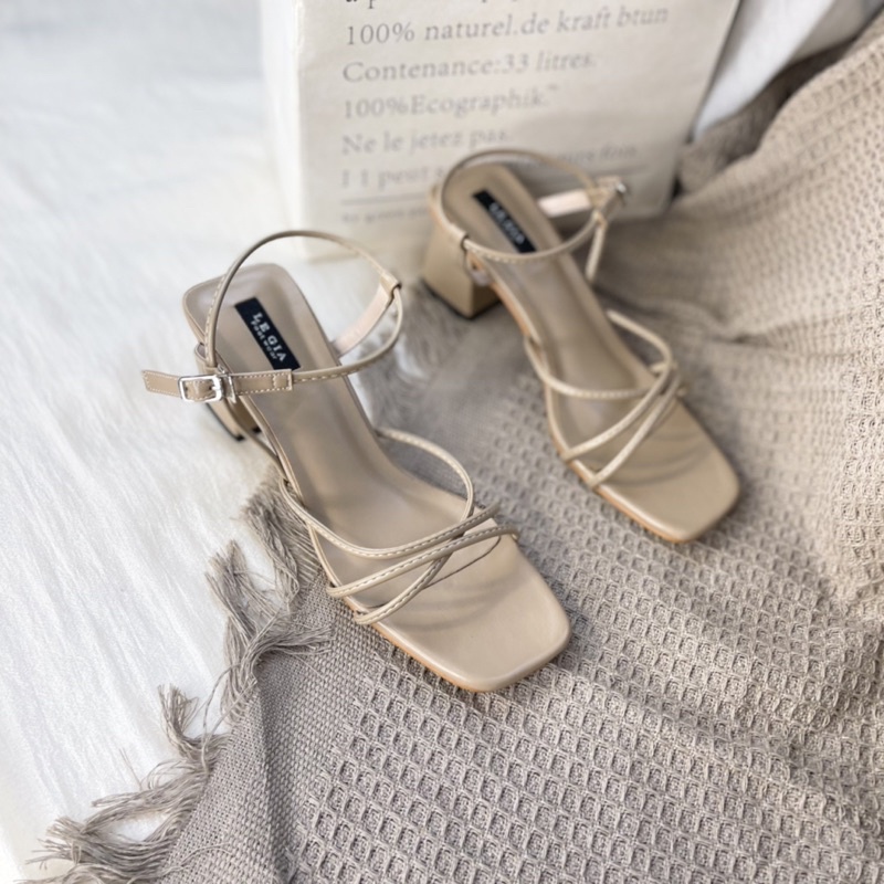 Sandal dây mảnh gót trụ 5cm