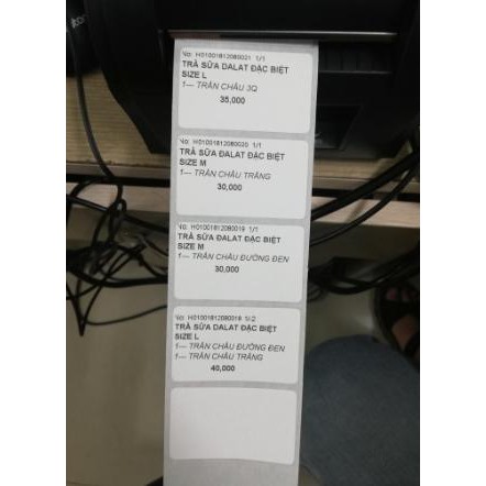 Giấy In Tem Trà Sữa 30x50 mm - Giấy in Mã Vạch 3x5 cm CHO MÁY IN TEM