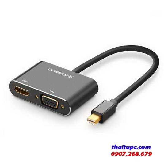 Cáp chuyển đổi 2 trong 1 Mini displayport to HDMI / VGA hỗ trợ 4K*2K chính hãng Ugreen 40365