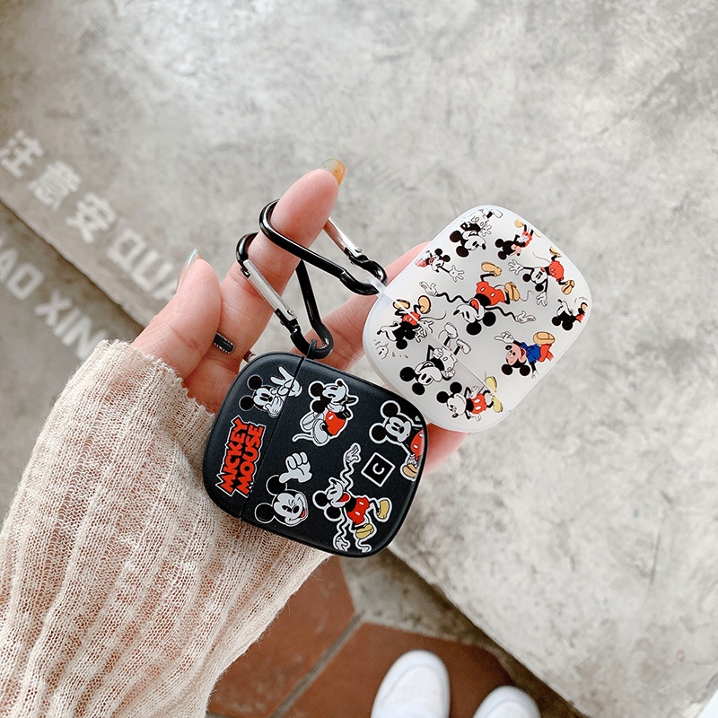 Vỏ bảo vệ hộp sạc tai nghe Airpods 1 2 3 Pro Bluetooth không dây chất liệu silicon hình Mickey kèm móc khóa