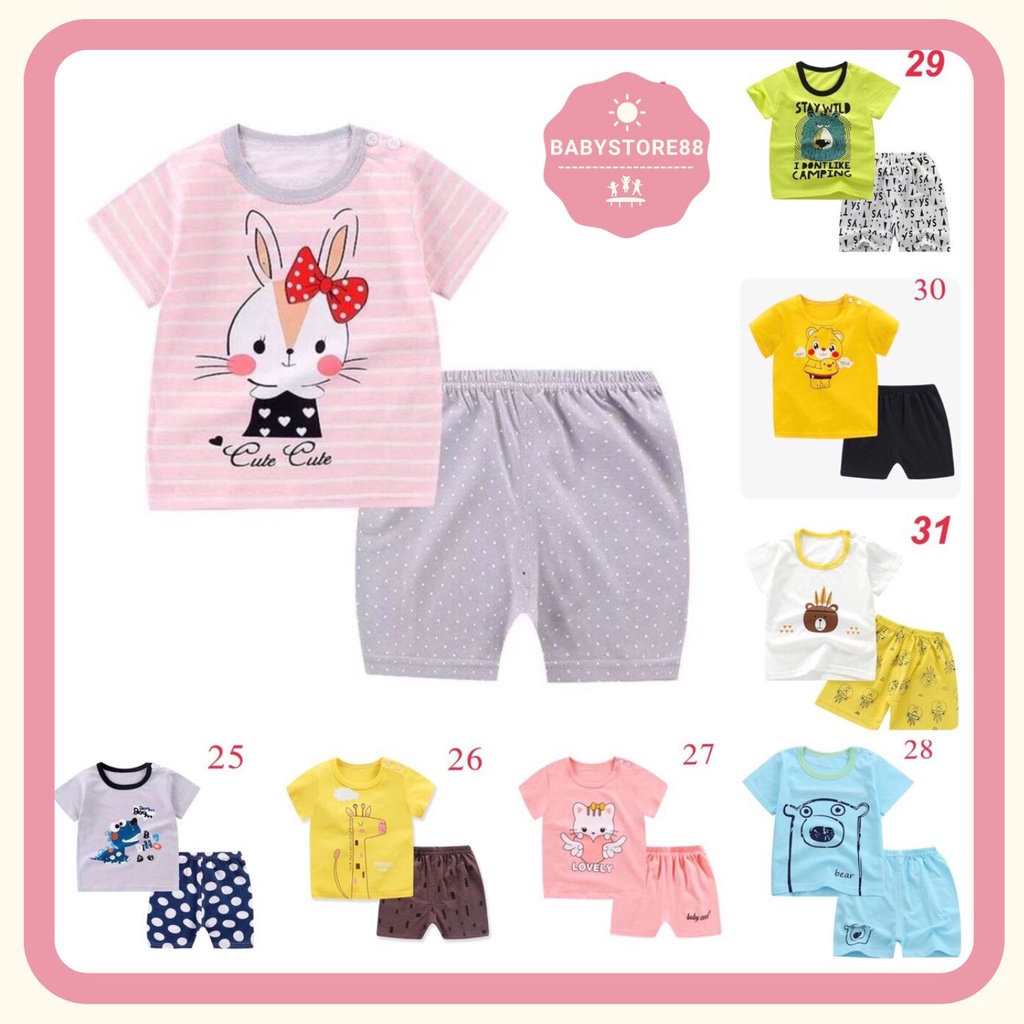 Xả Combo 3 Bộ cộc tay bé trai bé gái Quảng Châu [ BABYSTORE88 ] bộ cho bé mặc nhà chất liệu cotton 4T